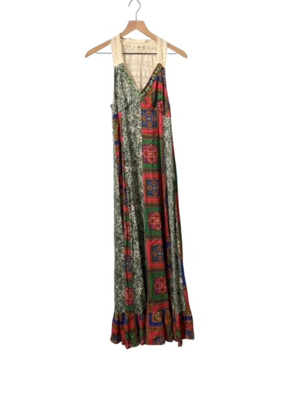 Natural Life Amina Maxi Dress Patchwork Boho Beaded Small - Picture 4 of 16